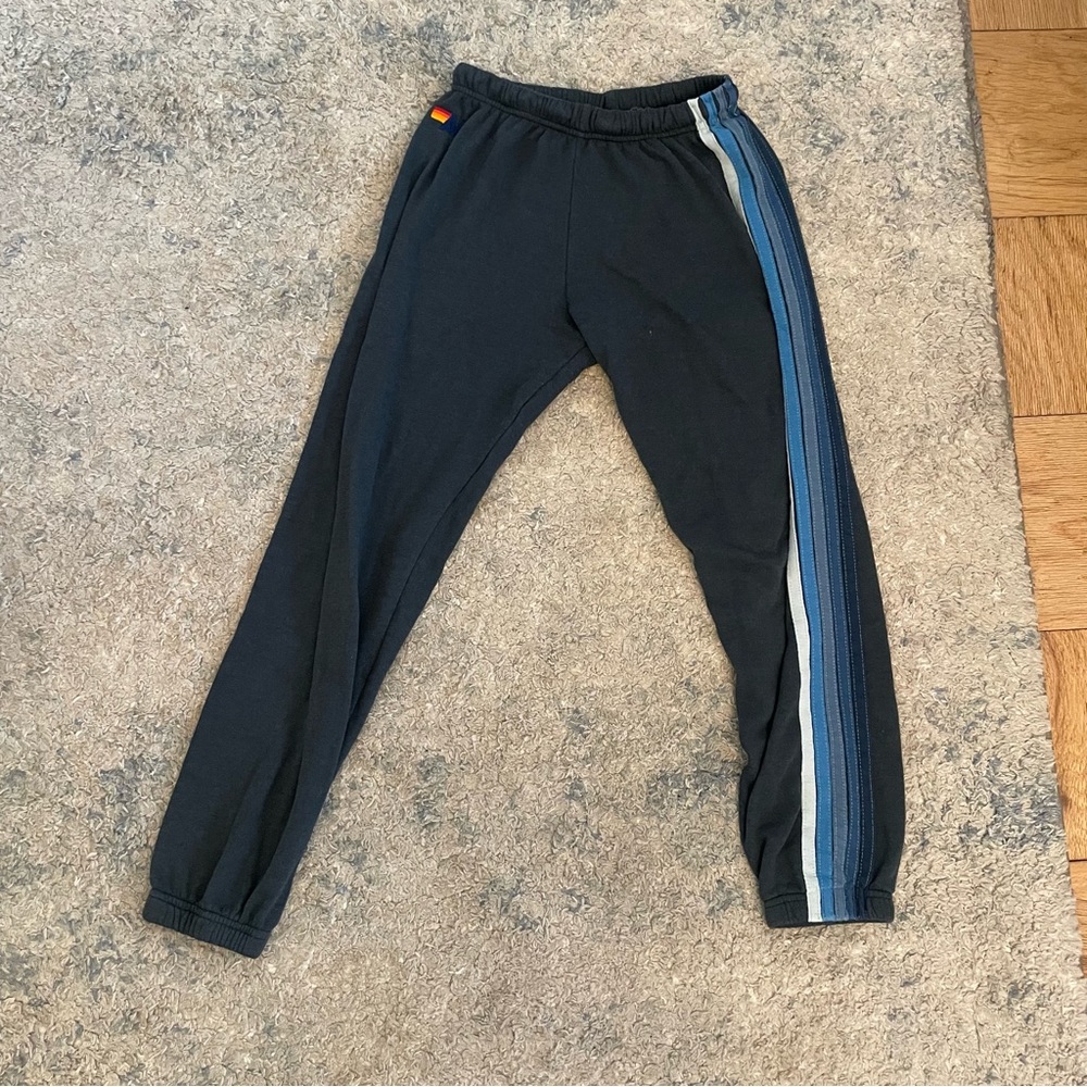 WOMEN'S 5 STRIPE SWEATPANTS - CHARCOAL / BLUE
